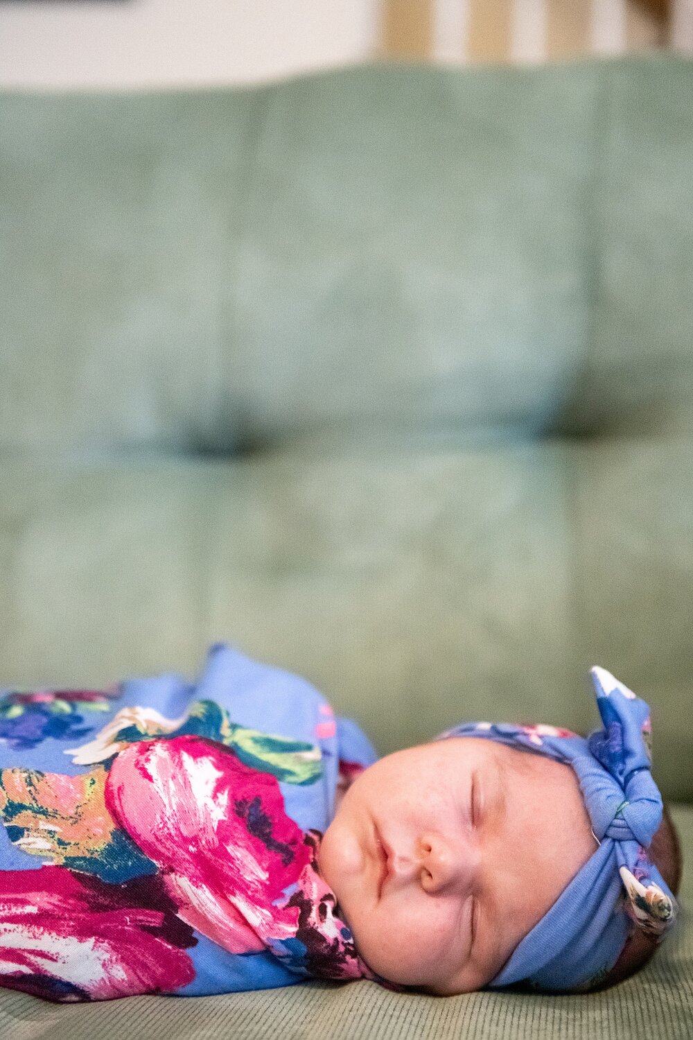 In home lifestyle newborn portraits in Frederick MD with Wendy Zook Photography | Family of four welcomes new baby, baby girl newborn photos at home, Maryland newborn photographer