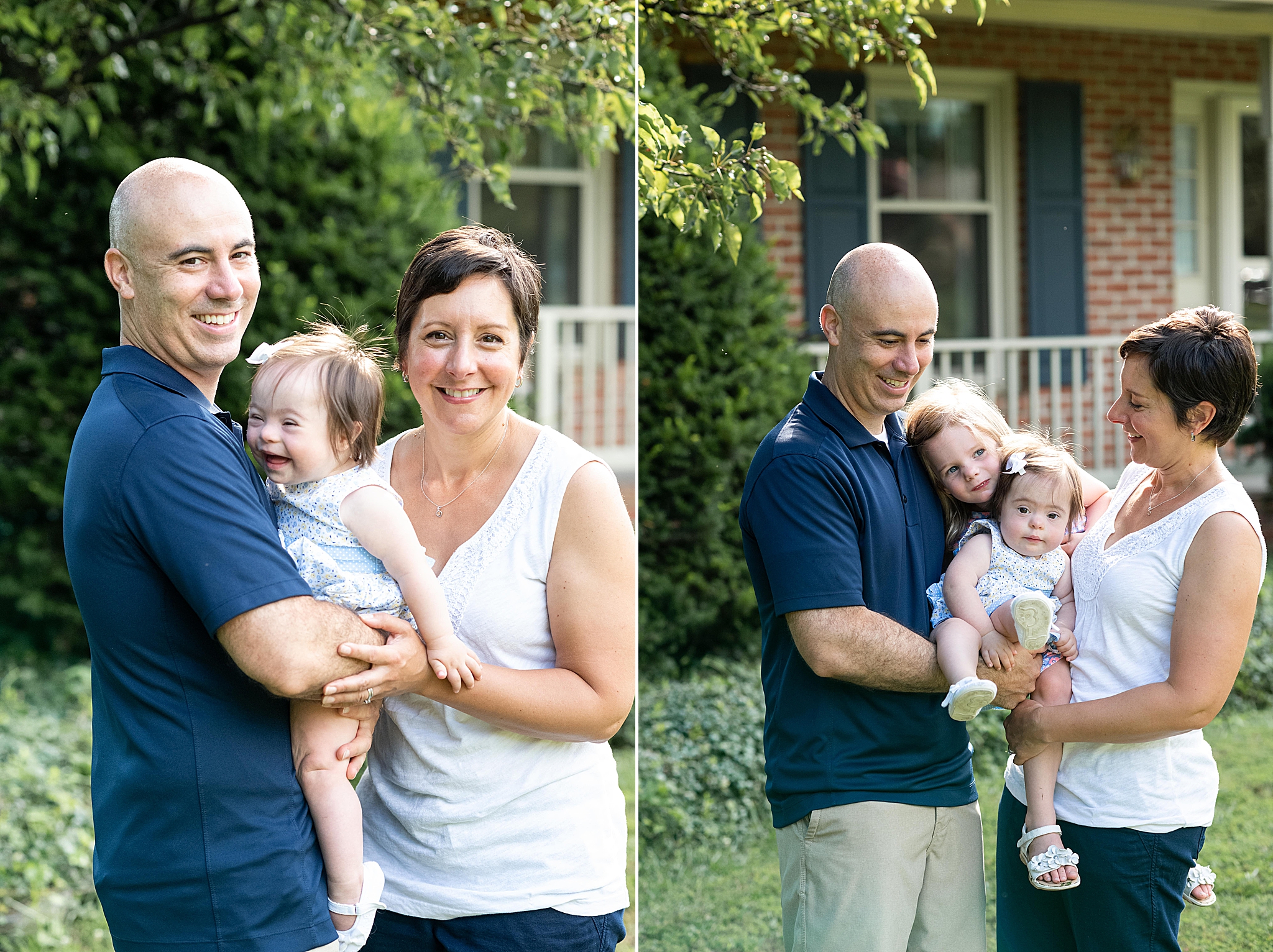 family of four poses during Frederick MD family photos