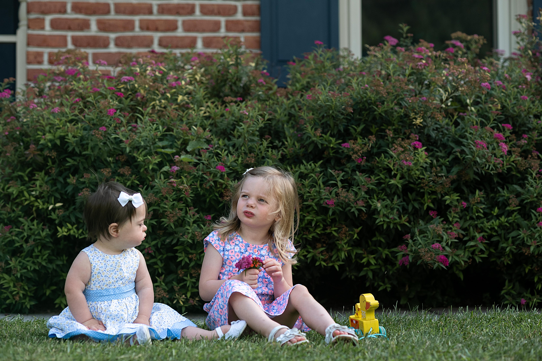 sisters play during Frederick MD family session