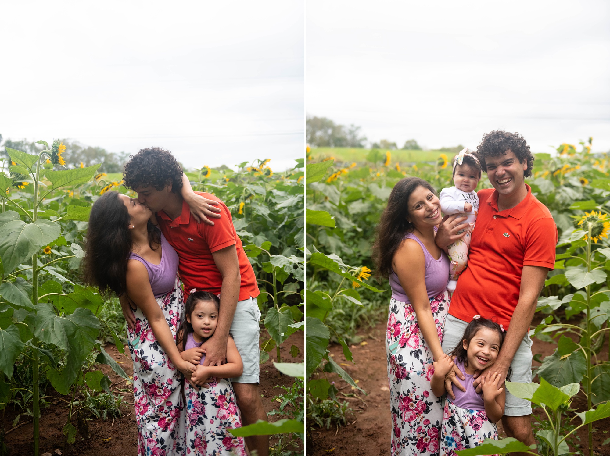 couple kisses during Sunflower Photo Session