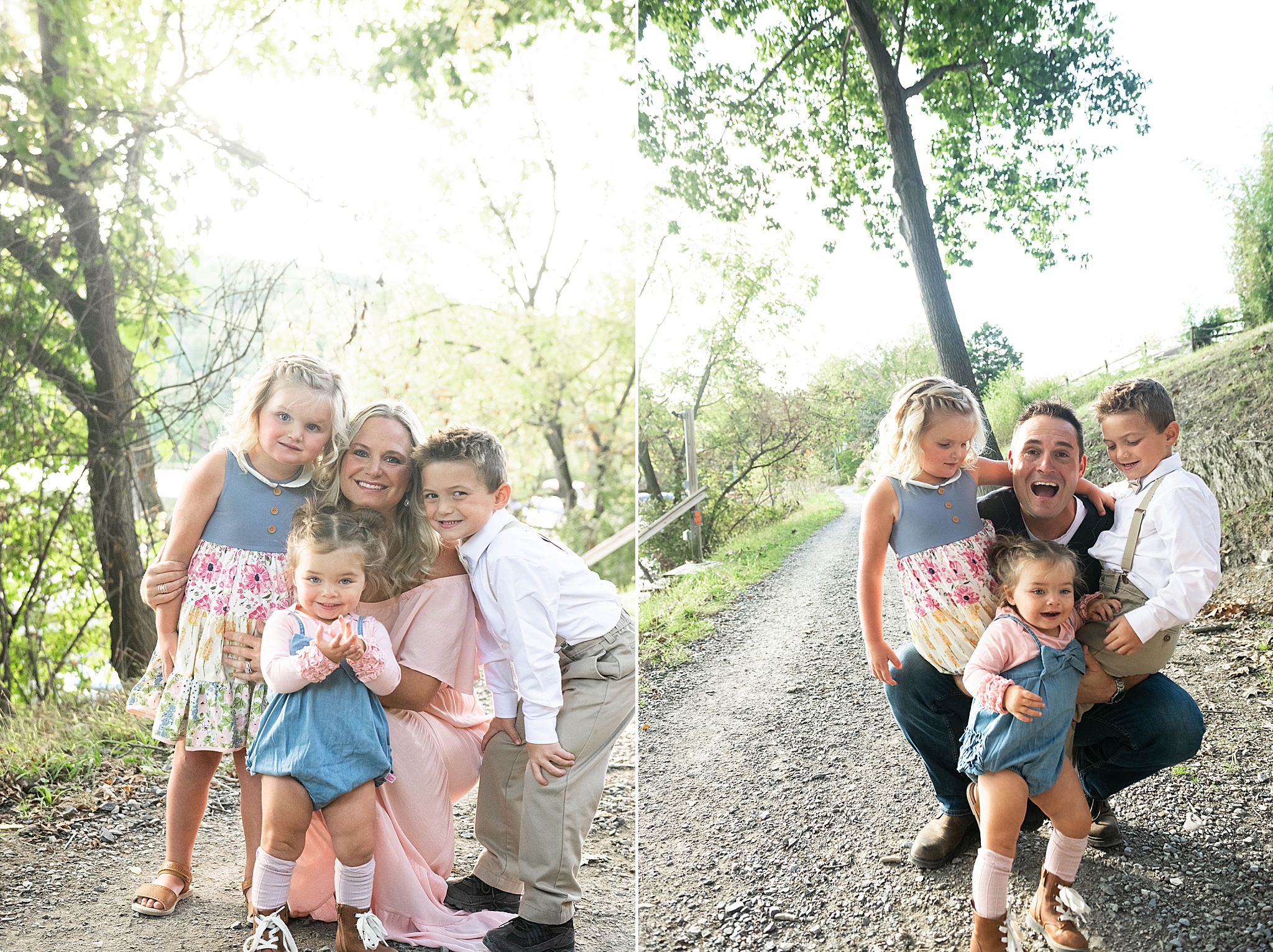 Maryland family photos on path by lake