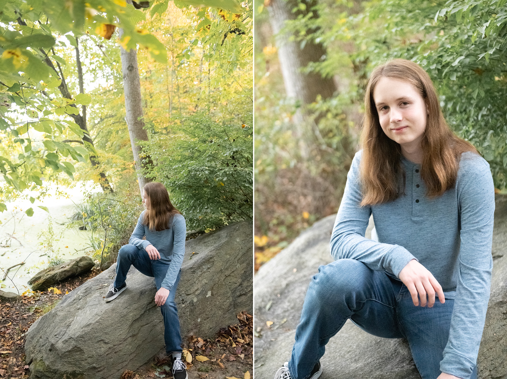 senior portraits in the woods of Frederick County