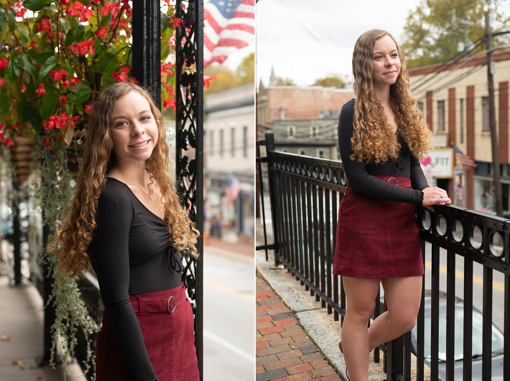 senior poses with wrought iron fence in Maryland