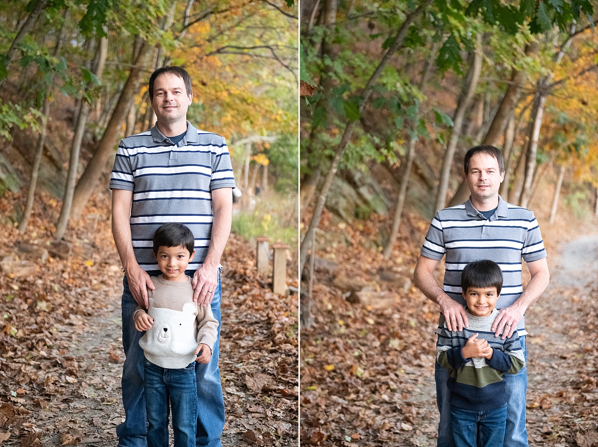 dad poses with sons during Lake Linganore family photos