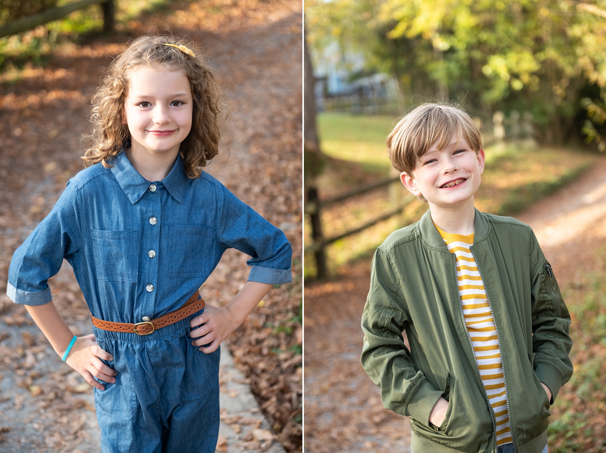 kids pose during fall family photos