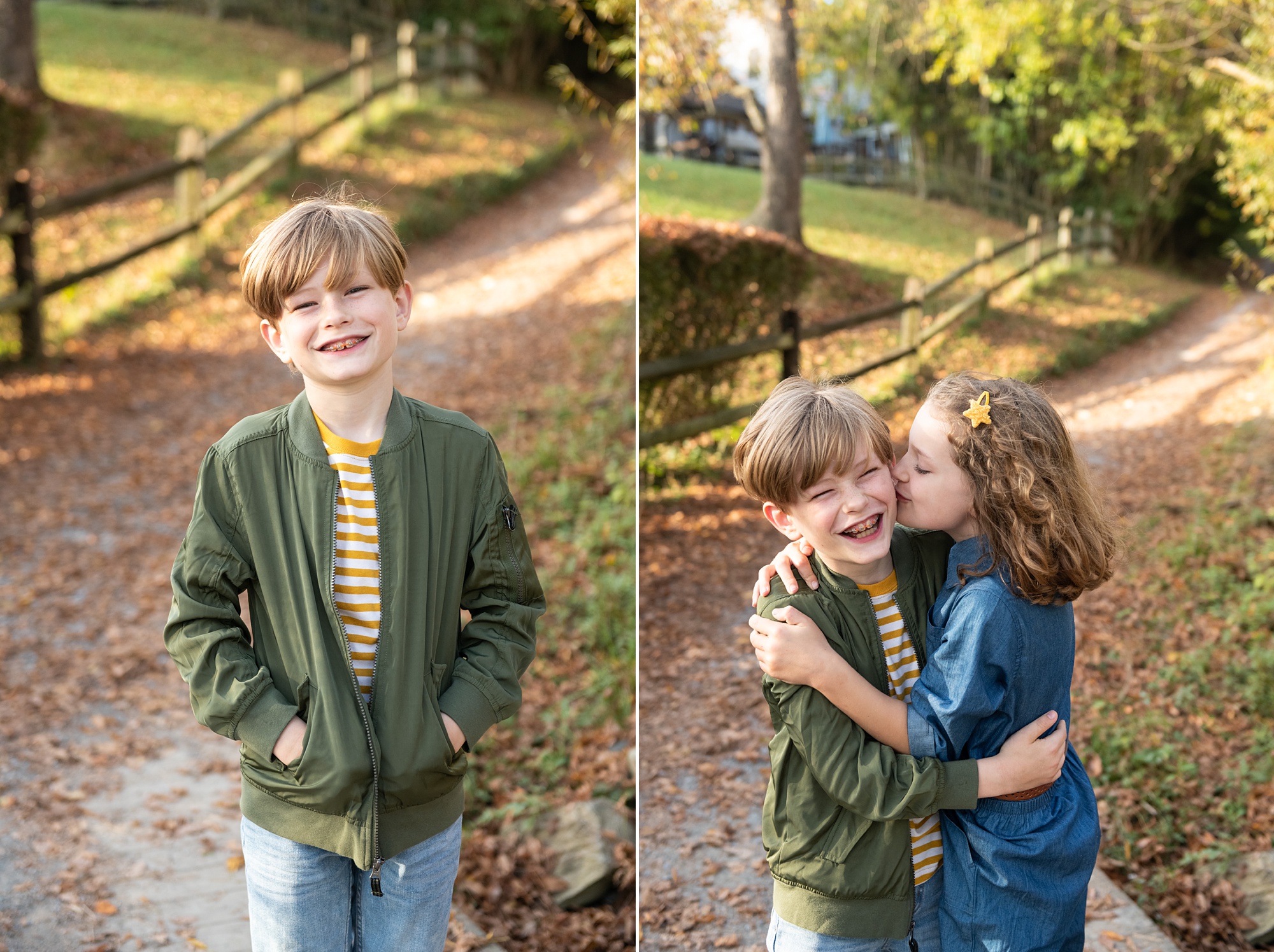 brother and sister hug during Frederick MD family photos