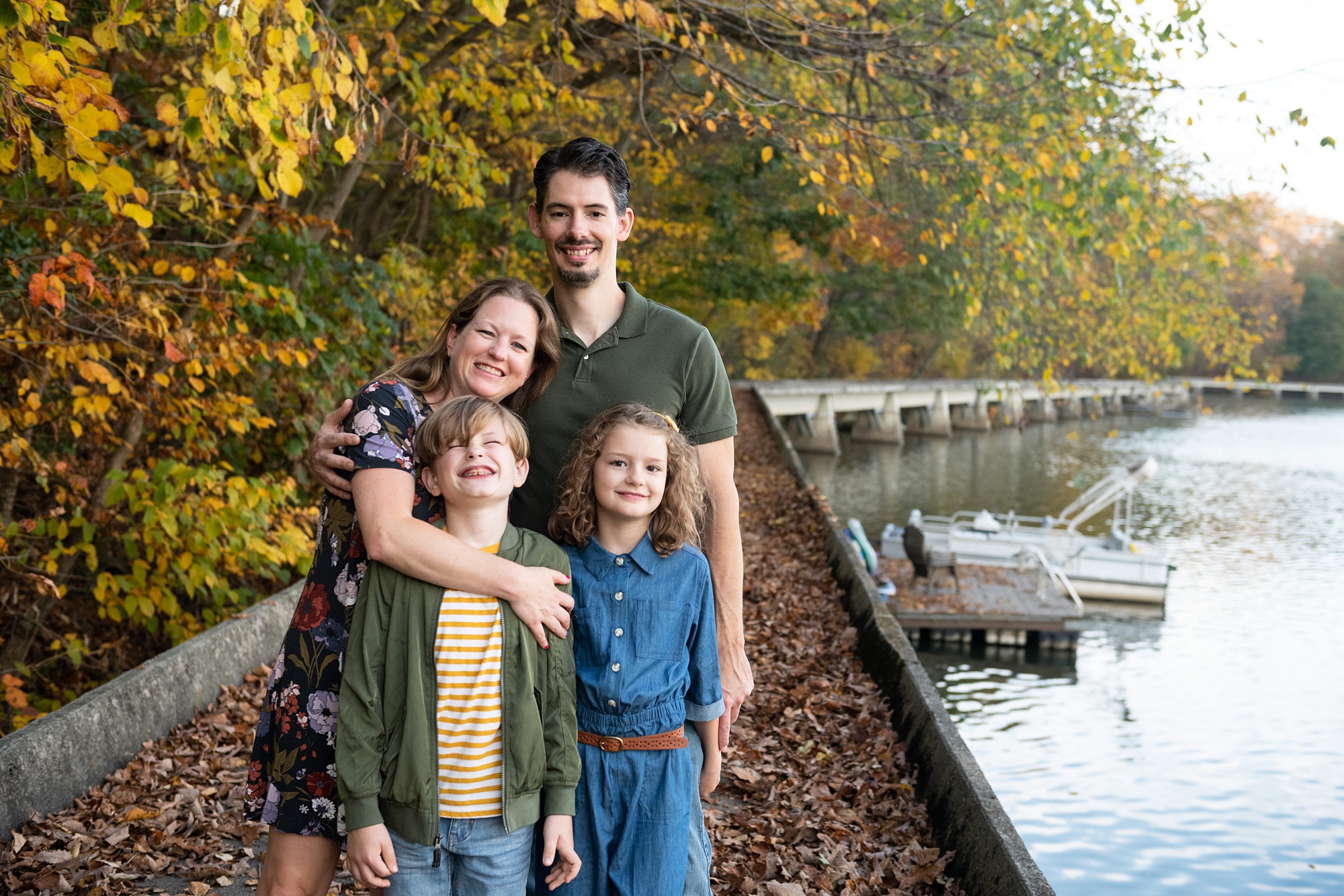fall family photo session with family of four