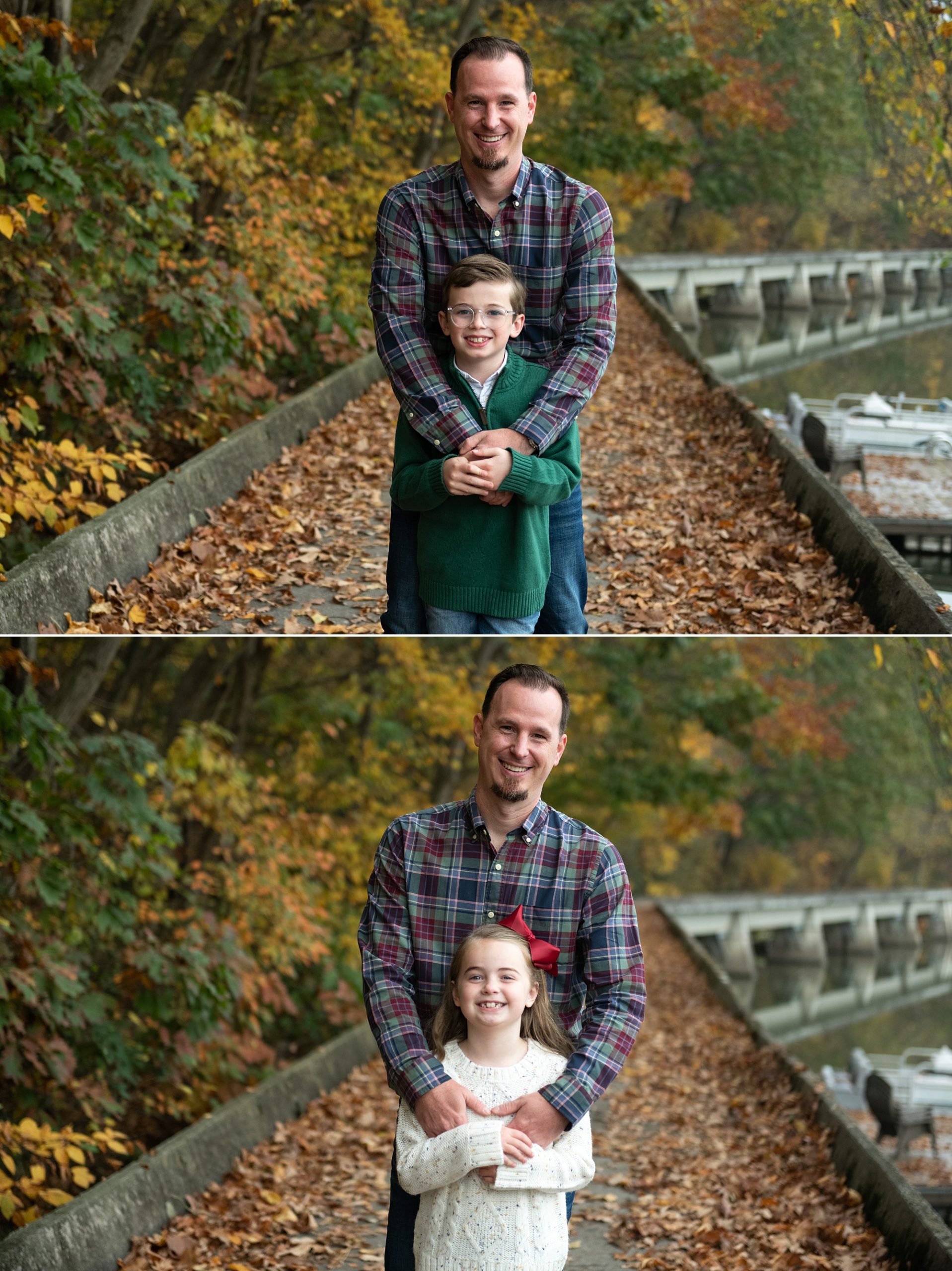dad poses with son during Family Photo Session in Frederick Co 
